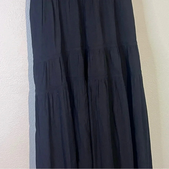Blu Pepper Small Black V-Neck Spaghetti Strap Tiered Maxi Dress NWOT - Picture 5 of 12